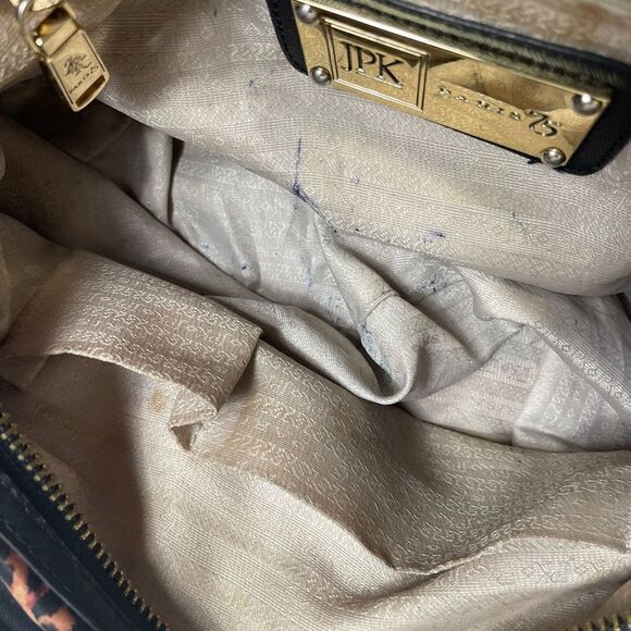 JPK Paris 75 Magenta Black Animal Print Fabric Satchel / shoulder bag . - Picture 12 of 12